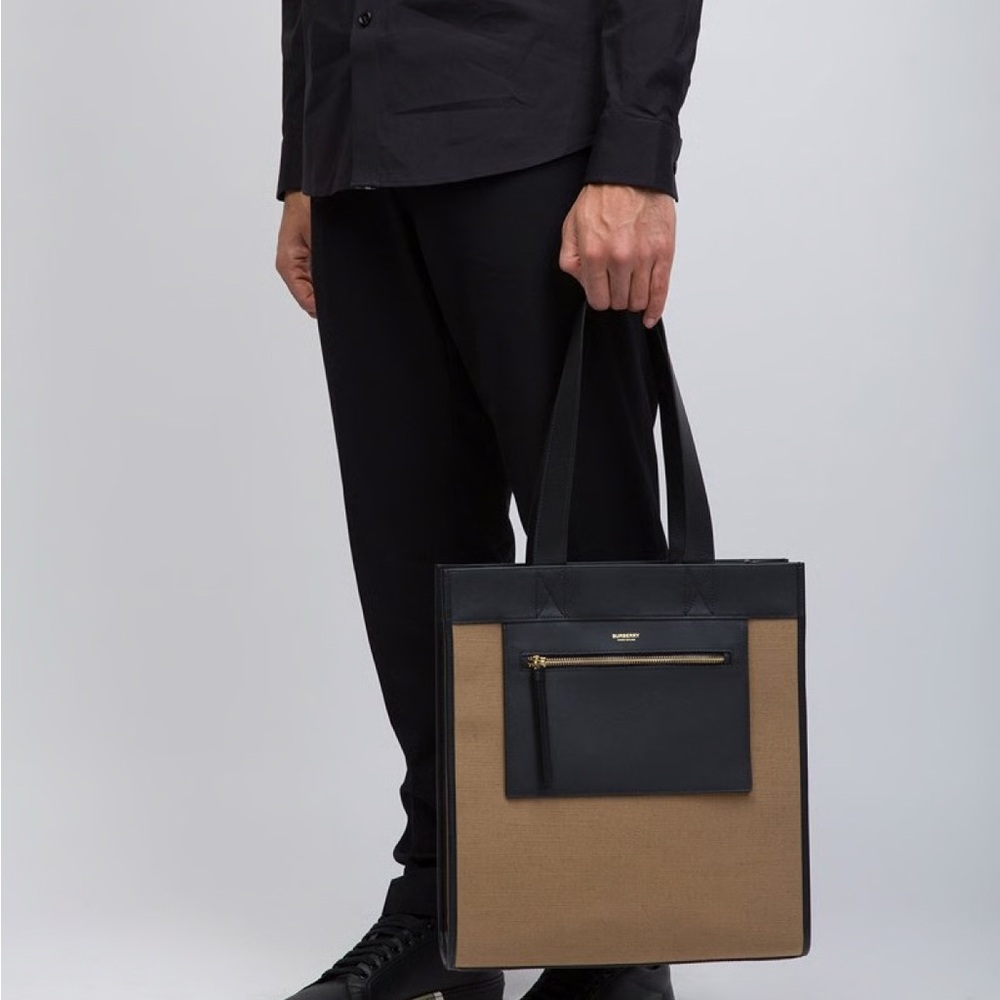 Burberry Black and Beige Canvas Tote - Picture 3 of 6